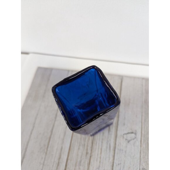 Beranek Handmade Glass Cobalt Blue Clear Abstract Vase Czech Republic Signed 7" - Picture 6 of 9